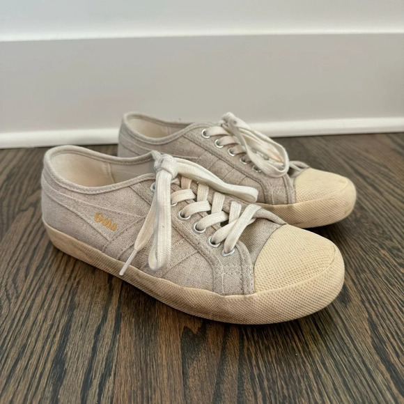 Gola Coaster Linen Sneakers in oatmeal and off white size US 7 - Picture 1 of 7